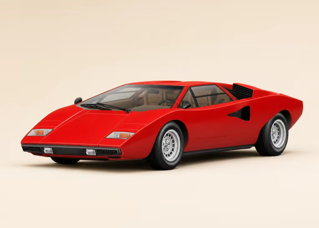 Front angle view of the Rosso Zero model car.