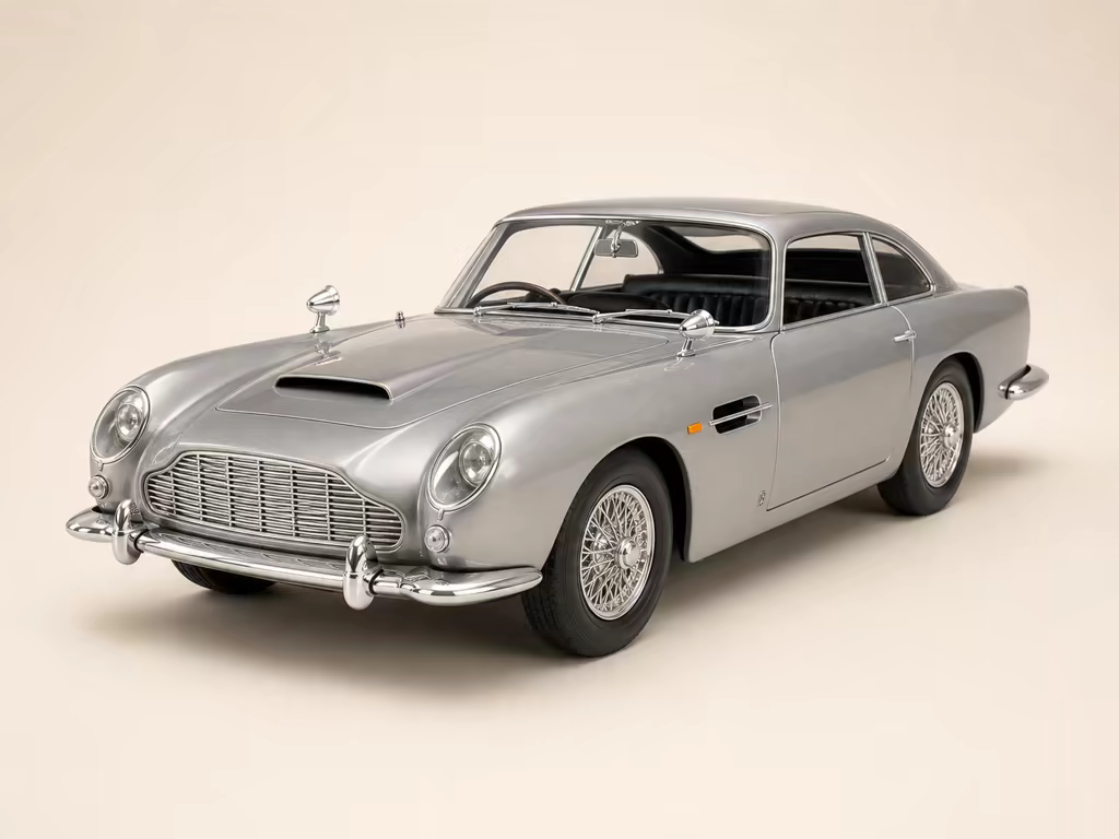 Front angle view of the Silver Agent model car.